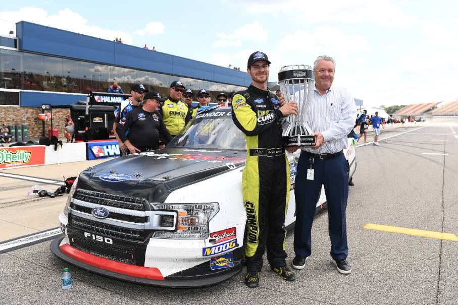 ThorSport Racing's Grant Enfinger (seventh) clinched the NASCAR Truck Series regular season title. ThorSport Racing's Grant Enfinger (seventh) clinched the NASCAR Truck Series regular season title.